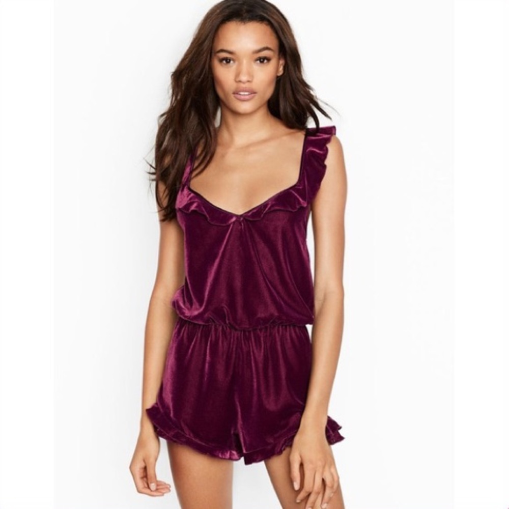 NWT Victoria’s Secret Velour Burgundy Romper